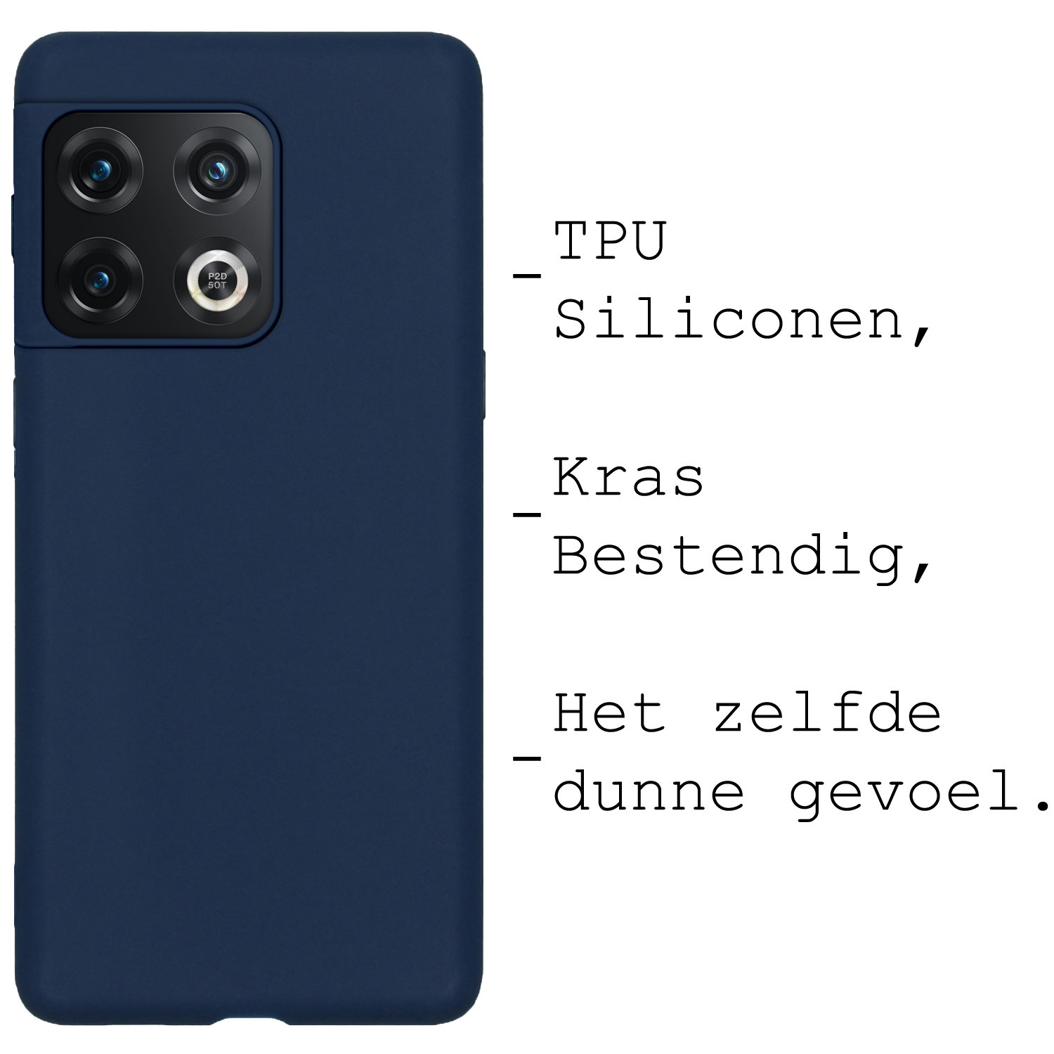 BASEY. Hoes Geschikt voor OnePlus 10 Pro Hoesje Siliconen Back Cover Case - Hoesje Geschikt voor OnePlus 10 Pro Hoes Cover Hoesje - Donkerblauw