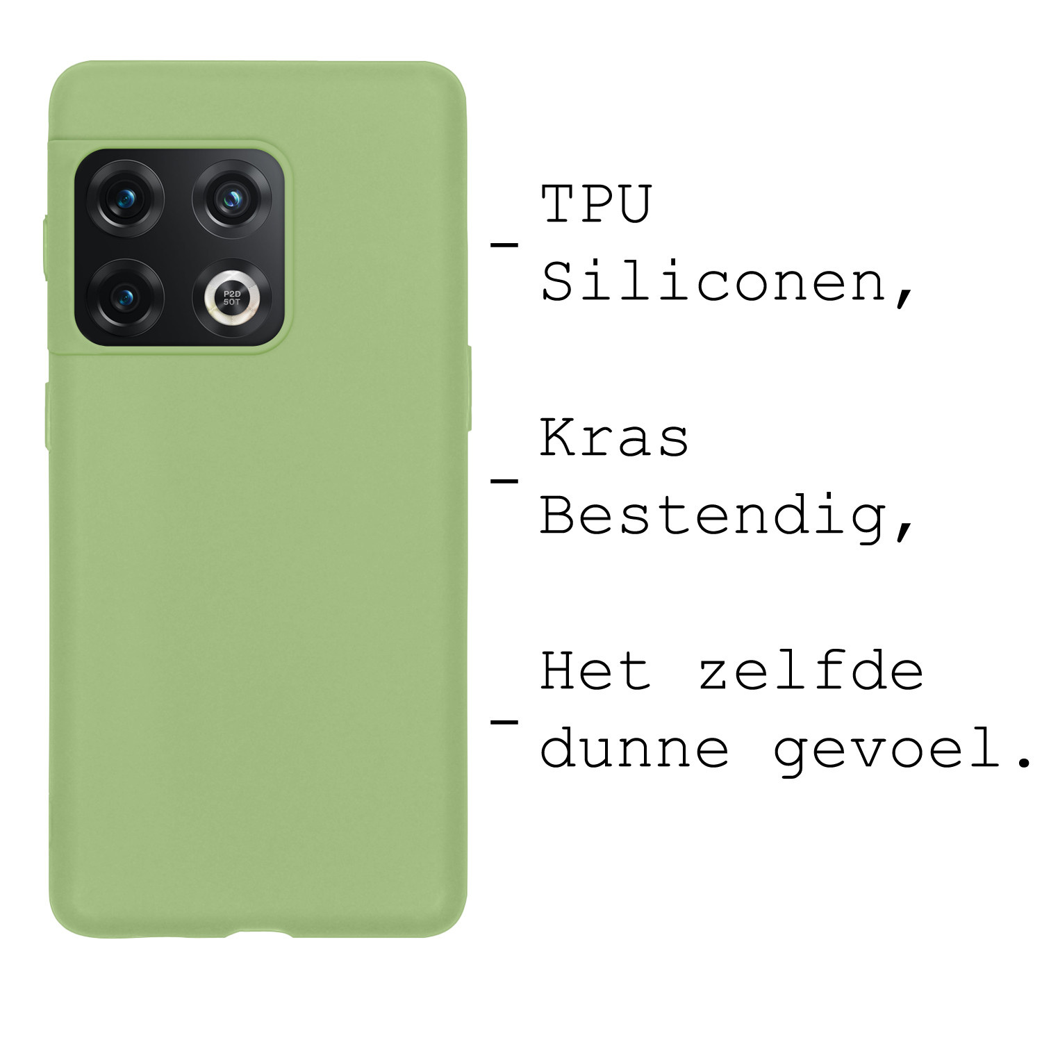 BASEY. Hoes Geschikt voor OnePlus 10 Pro Hoesje Siliconen Back Cover Case - Hoesje Geschikt voor OnePlus 10 Pro Hoes Cover Hoesje - Groen