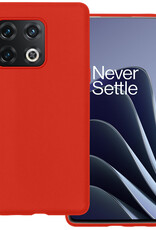 BASEY. Hoes Geschikt voor OnePlus 10 Pro Hoesje Siliconen Back Cover Case - Hoesje Geschikt voor OnePlus 10 Pro Hoes Cover Hoesje - Rood