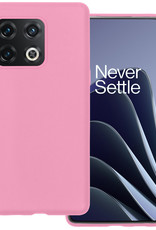 BASEY. Hoes Geschikt voor OnePlus 10 Pro Hoesje Siliconen Back Cover Case - Hoesje Geschikt voor OnePlus 10 Pro Hoes Cover Hoesje - Lichtroze
