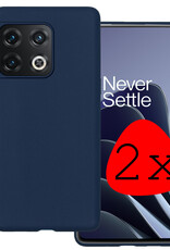 BASEY. Hoes Geschikt voor OnePlus 10 Pro Hoesje Siliconen Back Cover Case - Hoesje Geschikt voor OnePlus 10 Pro Hoes Cover Hoesje - Donkerblauw - 2 Stuks