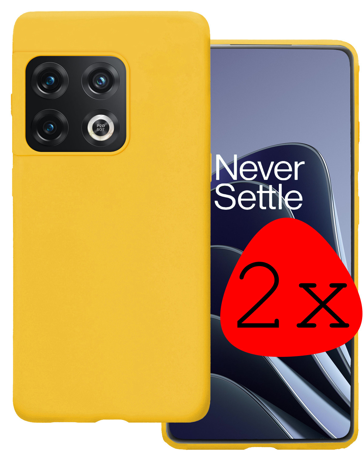 BASEY. Hoes Geschikt voor OnePlus 10 Pro Hoesje Siliconen Back Cover Case - Hoesje Geschikt voor OnePlus 10 Pro Hoes Cover Hoesje - Geel - 2 Stuks