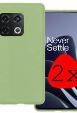 BASEY. Hoes Geschikt voor OnePlus 10 Pro Hoesje Siliconen Back Cover Case - Hoesje Geschikt voor OnePlus 10 Pro Hoes Cover Hoesje - Groen - 2 Stuks