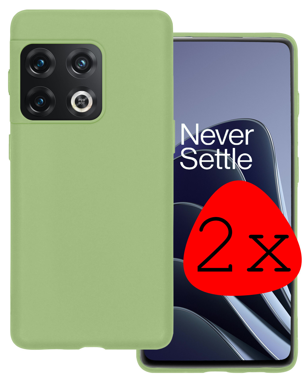 BASEY. Hoes Geschikt voor OnePlus 10 Pro Hoesje Siliconen Back Cover Case - Hoesje Geschikt voor OnePlus 10 Pro Hoes Cover Hoesje - Groen - 2 Stuks
