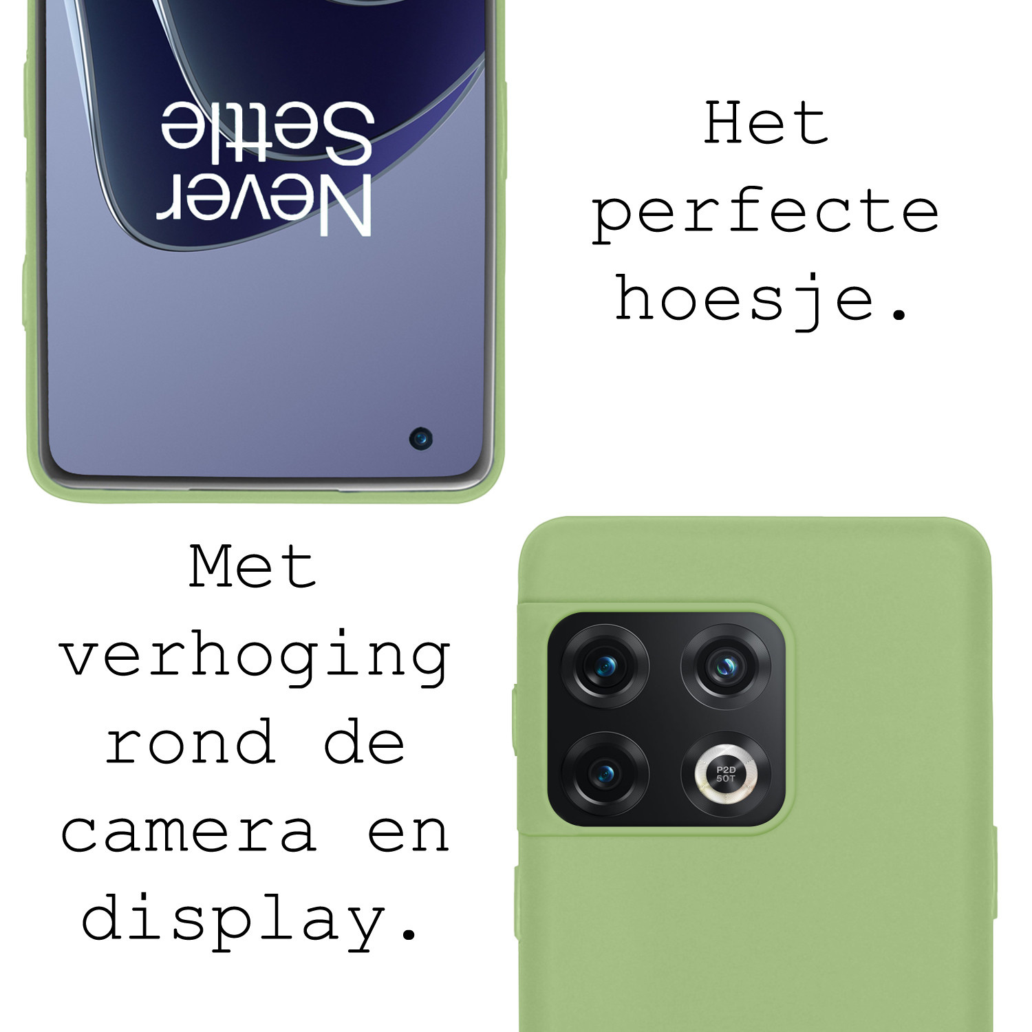 BASEY. Hoes Geschikt voor OnePlus 10 Pro Hoesje Siliconen Back Cover Case - Hoesje Geschikt voor OnePlus 10 Pro Hoes Cover Hoesje - Groen - 2 Stuks