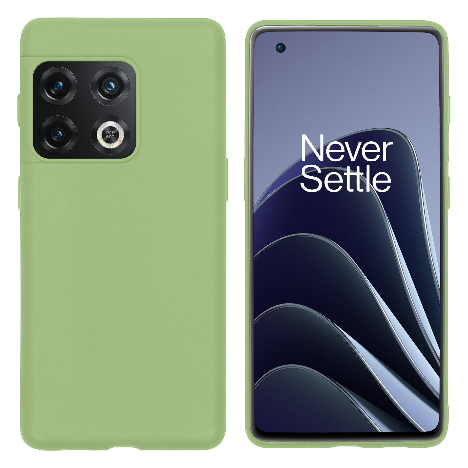 BASEY. Hoes Geschikt voor OnePlus 10 Pro Hoesje Siliconen Back Cover Case - Hoesje Geschikt voor OnePlus 10 Pro Hoes Cover Hoesje - Groen - 2 Stuks