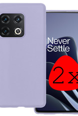 BASEY. Hoes Geschikt voor OnePlus 10 Pro Hoesje Siliconen Back Cover Case - Hoesje Geschikt voor OnePlus 10 Pro Hoes Cover Hoesje - Lila - 2 Stuks