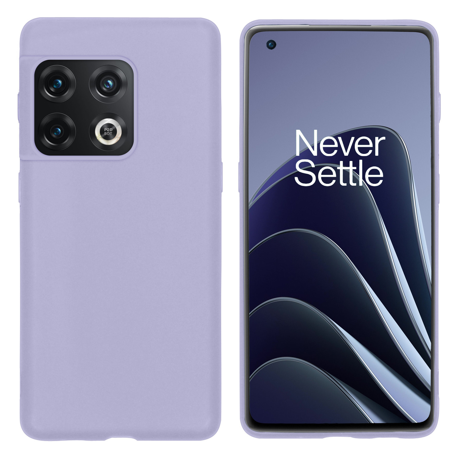 BASEY. Hoes Geschikt voor OnePlus 10 Pro Hoesje Siliconen Back Cover Case - Hoesje Geschikt voor OnePlus 10 Pro Hoes Cover Hoesje - Lila - 2 Stuks