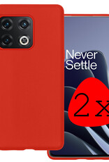 BASEY. Hoes Geschikt voor OnePlus 10 Pro Hoesje Siliconen Back Cover Case - Hoesje Geschikt voor OnePlus 10 Pro Hoes Cover Hoesje - Rood - 2 Stuks