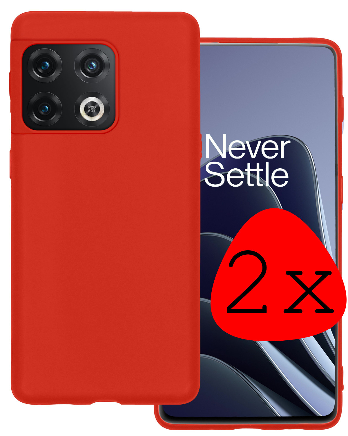 BASEY. Hoes Geschikt voor OnePlus 10 Pro Hoesje Siliconen Back Cover Case - Hoesje Geschikt voor OnePlus 10 Pro Hoes Cover Hoesje - Rood - 2 Stuks