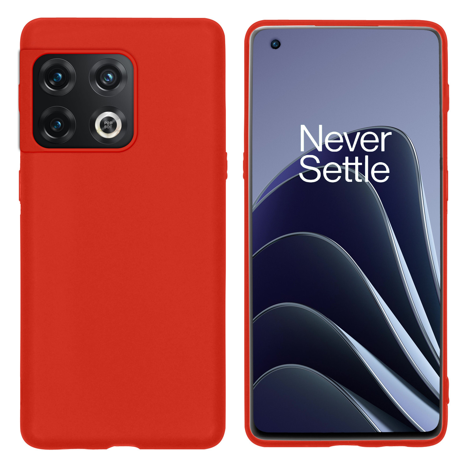 BASEY. Hoes Geschikt voor OnePlus 10 Pro Hoesje Siliconen Back Cover Case - Hoesje Geschikt voor OnePlus 10 Pro Hoes Cover Hoesje - Rood - 2 Stuks