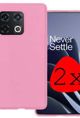 BASEY. Hoes Geschikt voor OnePlus 10 Pro Hoesje Siliconen Back Cover Case - Hoesje Geschikt voor OnePlus 10 Pro Hoes Cover Hoesje - Lichtroze - 2 Stuks