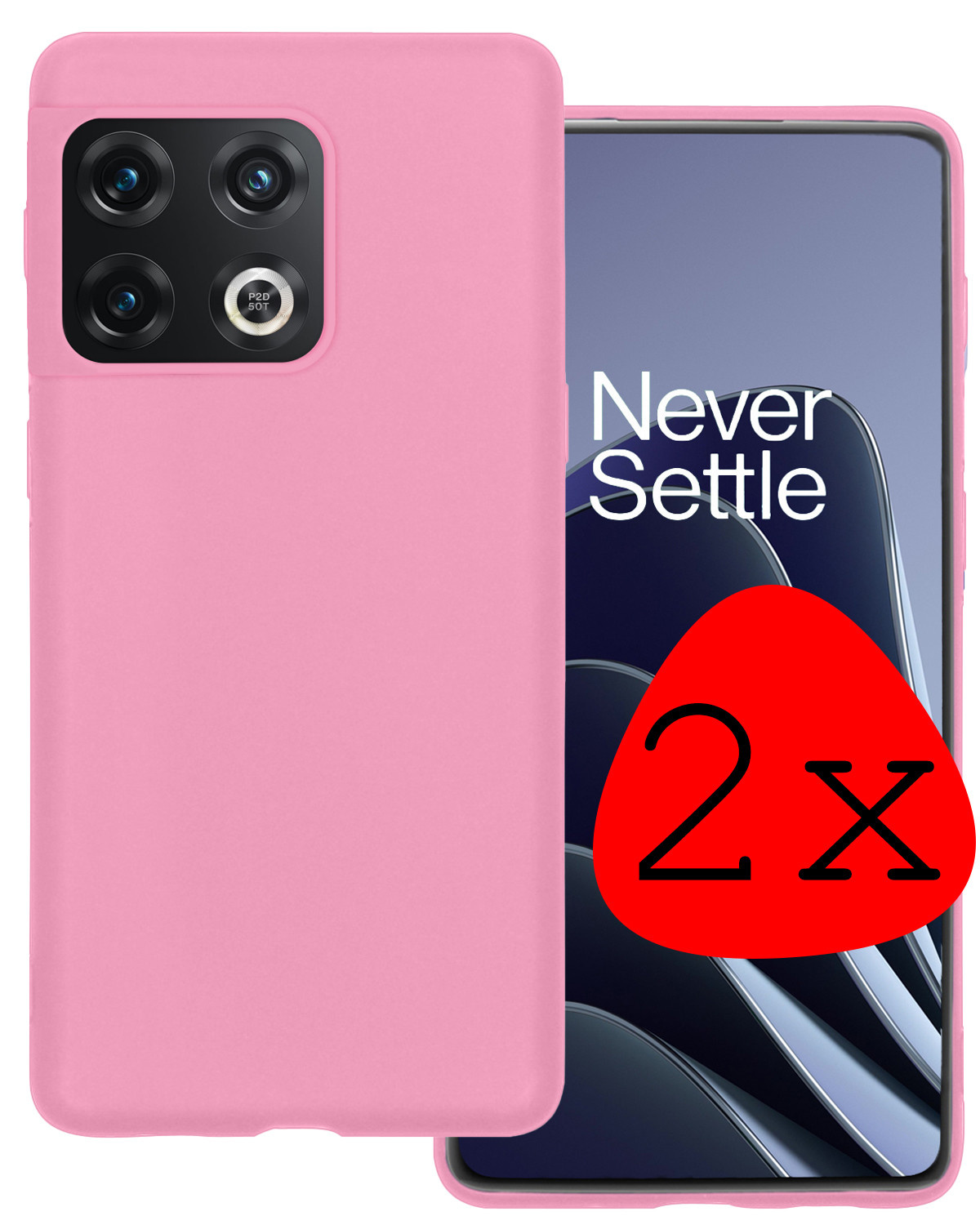BASEY. Hoes Geschikt voor OnePlus 10 Pro Hoesje Siliconen Back Cover Case - Hoesje Geschikt voor OnePlus 10 Pro Hoes Cover Hoesje - Lichtroze - 2 Stuks