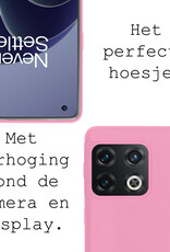 BASEY. Hoes Geschikt voor OnePlus 10 Pro Hoesje Siliconen Back Cover Case - Hoesje Geschikt voor OnePlus 10 Pro Hoes Cover Hoesje - Lichtroze - 2 Stuks
