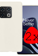 BASEY. Hoes Geschikt voor OnePlus 10 Pro Hoesje Siliconen Back Cover Case - Hoesje Geschikt voor OnePlus 10 Pro Hoes Cover Hoesje - Wit - 2 Stuks