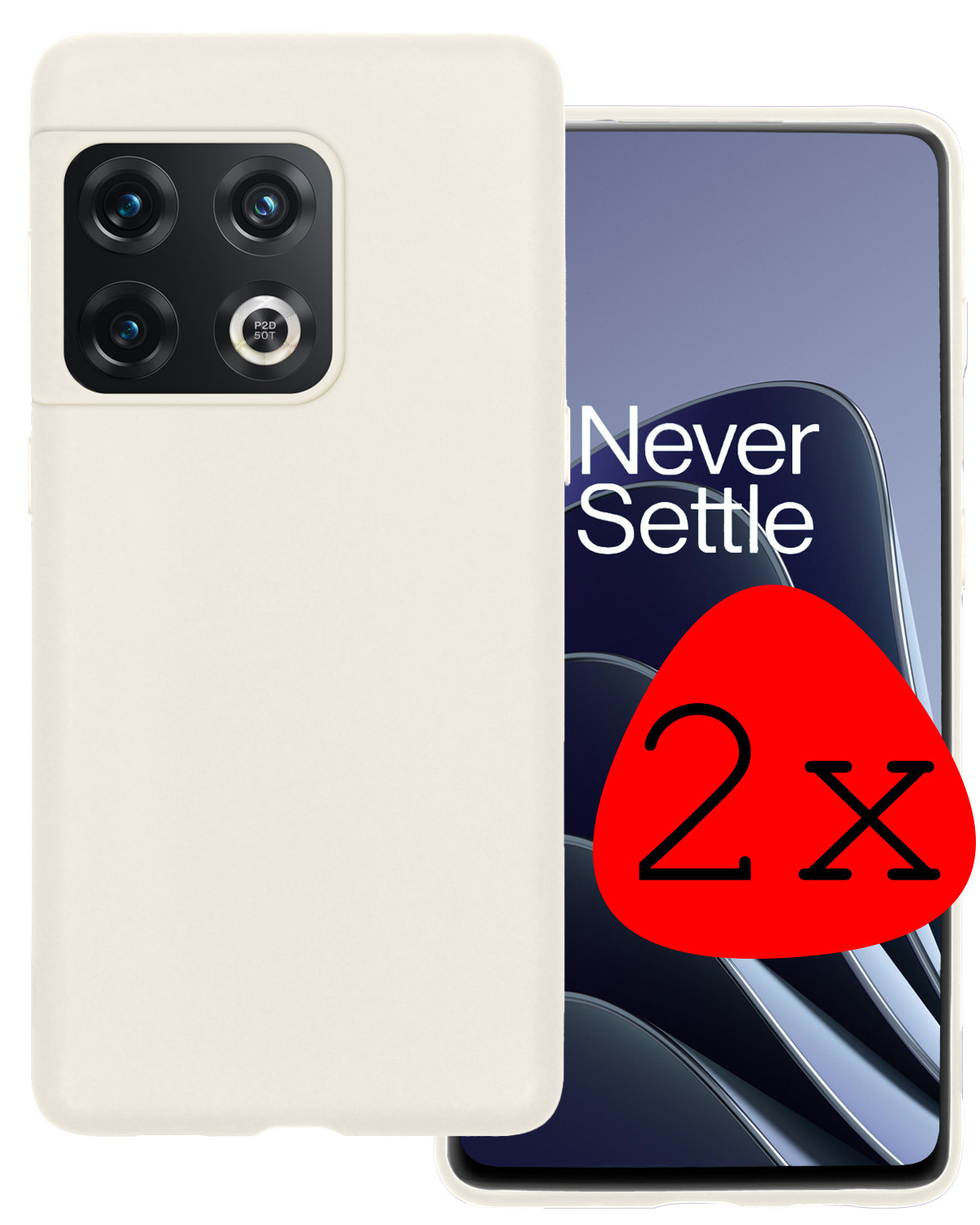 BASEY. Hoes Geschikt voor OnePlus 10 Pro Hoesje Siliconen Back Cover Case - Hoesje Geschikt voor OnePlus 10 Pro Hoes Cover Hoesje - Wit - 2 Stuks