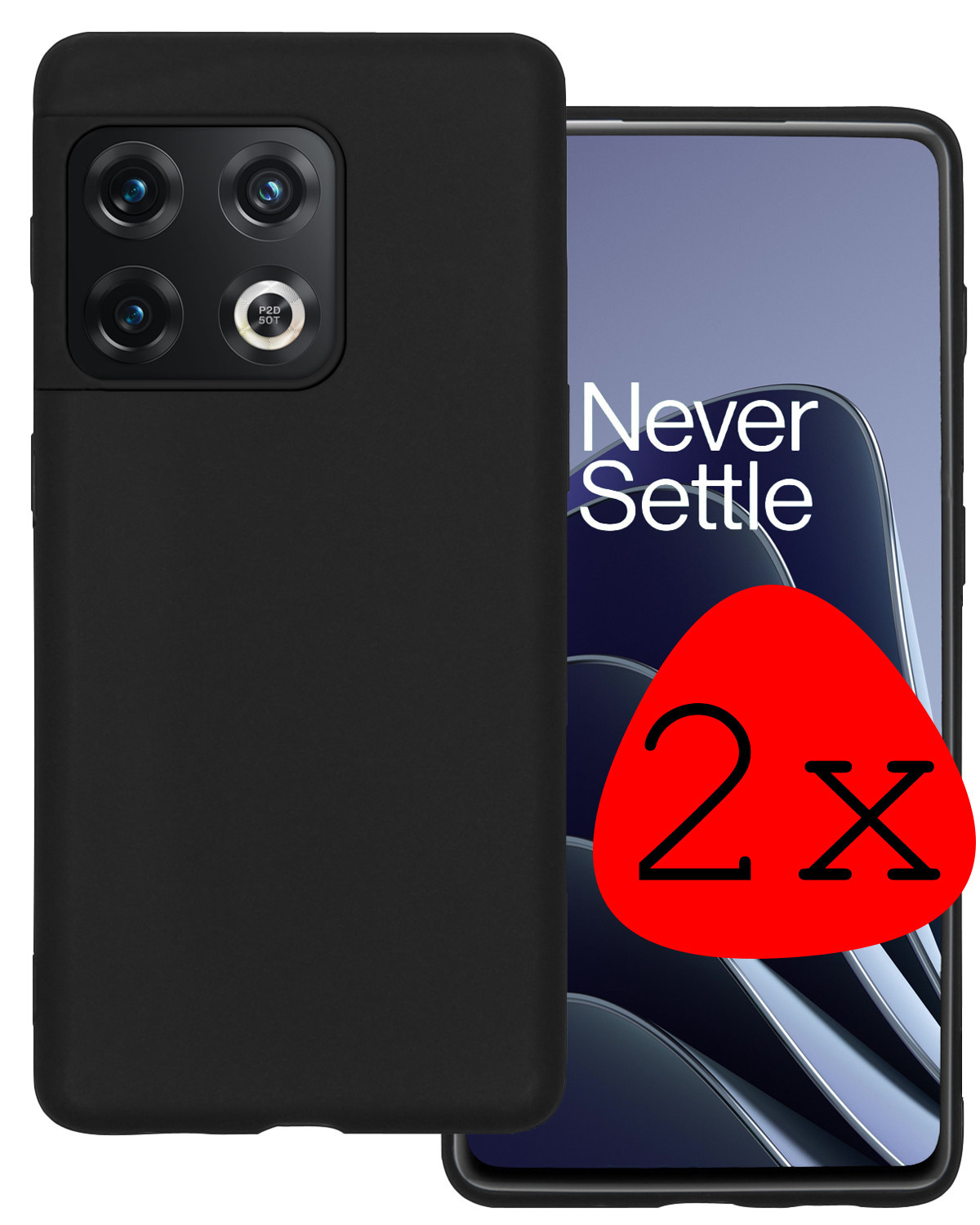 BASEY. Hoes Geschikt voor OnePlus 10 Pro Hoesje Siliconen Back Cover Case - Hoesje Geschikt voor OnePlus 10 Pro Hoes Cover Hoesje - Zwart - 2 Stuks