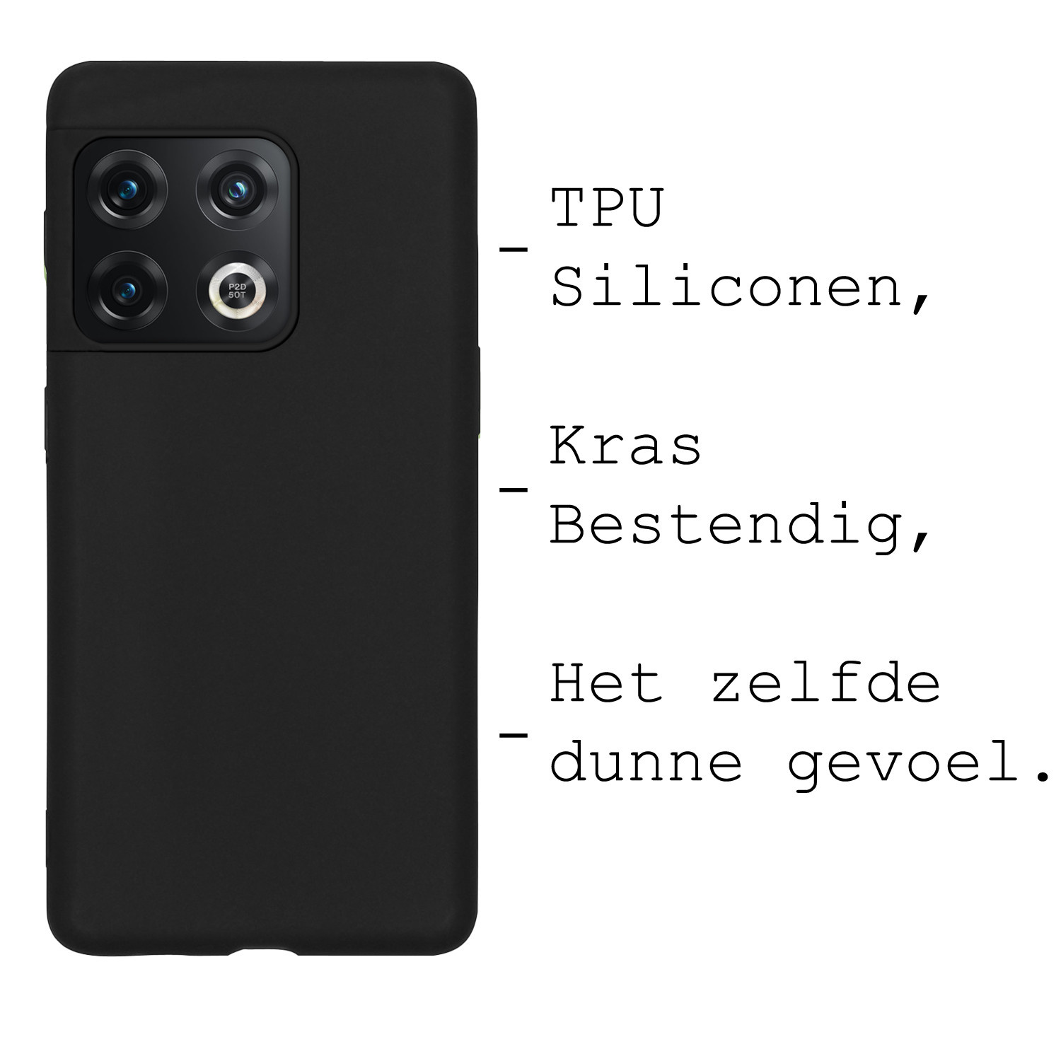 BASEY. Hoes Geschikt voor OnePlus 10 Pro Hoesje Siliconen Back Cover Case - Hoesje Geschikt voor OnePlus 10 Pro Hoes Cover Hoesje - Zwart - 2 Stuks