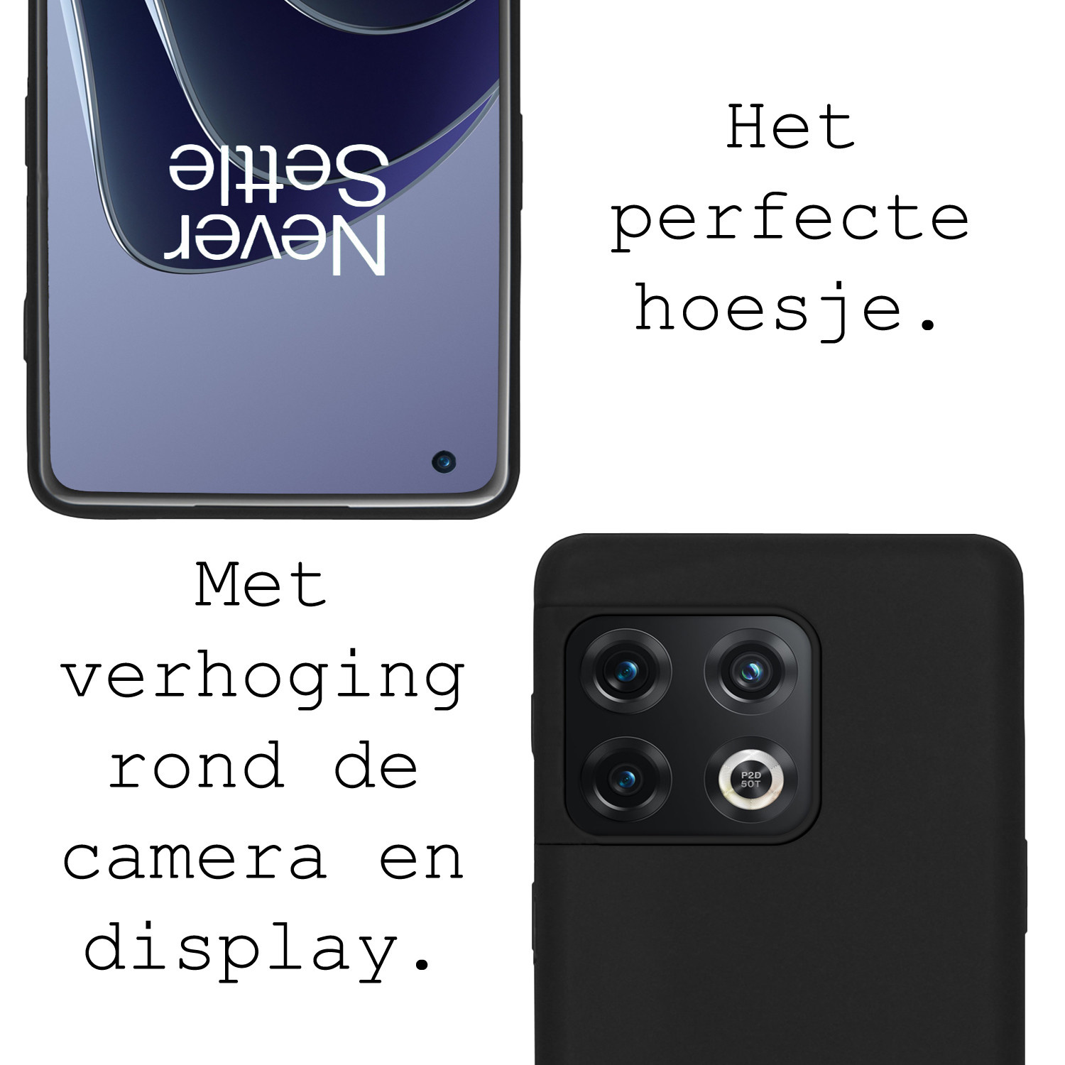BASEY. Hoes Geschikt voor OnePlus 10 Pro Hoesje Siliconen Back Cover Case - Hoesje Geschikt voor OnePlus 10 Pro Hoes Cover Hoesje - Zwart - 2 Stuks