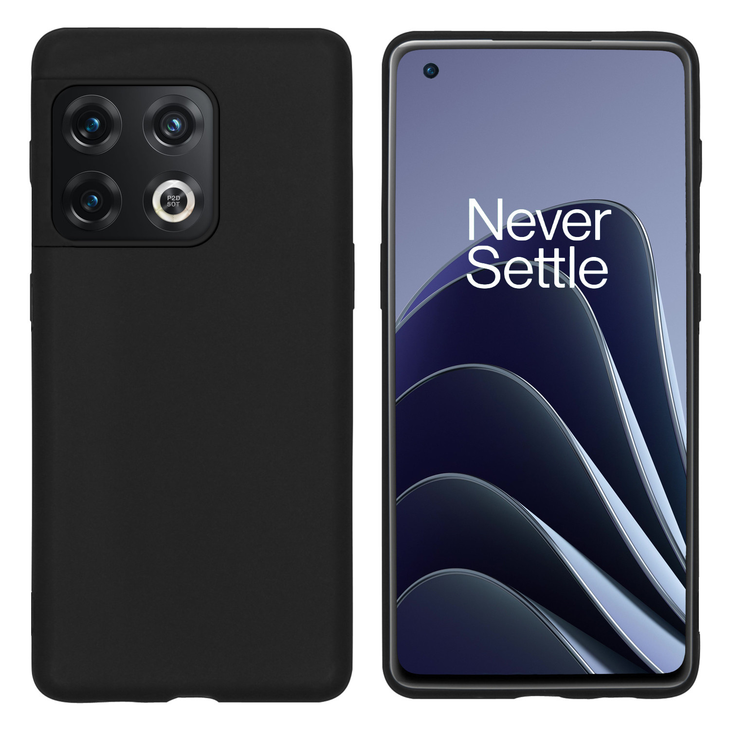 BASEY. Hoes Geschikt voor OnePlus 10 Pro Hoesje Siliconen Back Cover Case - Hoesje Geschikt voor OnePlus 10 Pro Hoes Cover Hoesje - Zwart - 2 Stuks