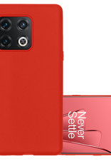 NoXx Hoes Geschikt voor OnePlus 10 Pro Hoesje Cover Siliconen Back Case Hoes - Rood