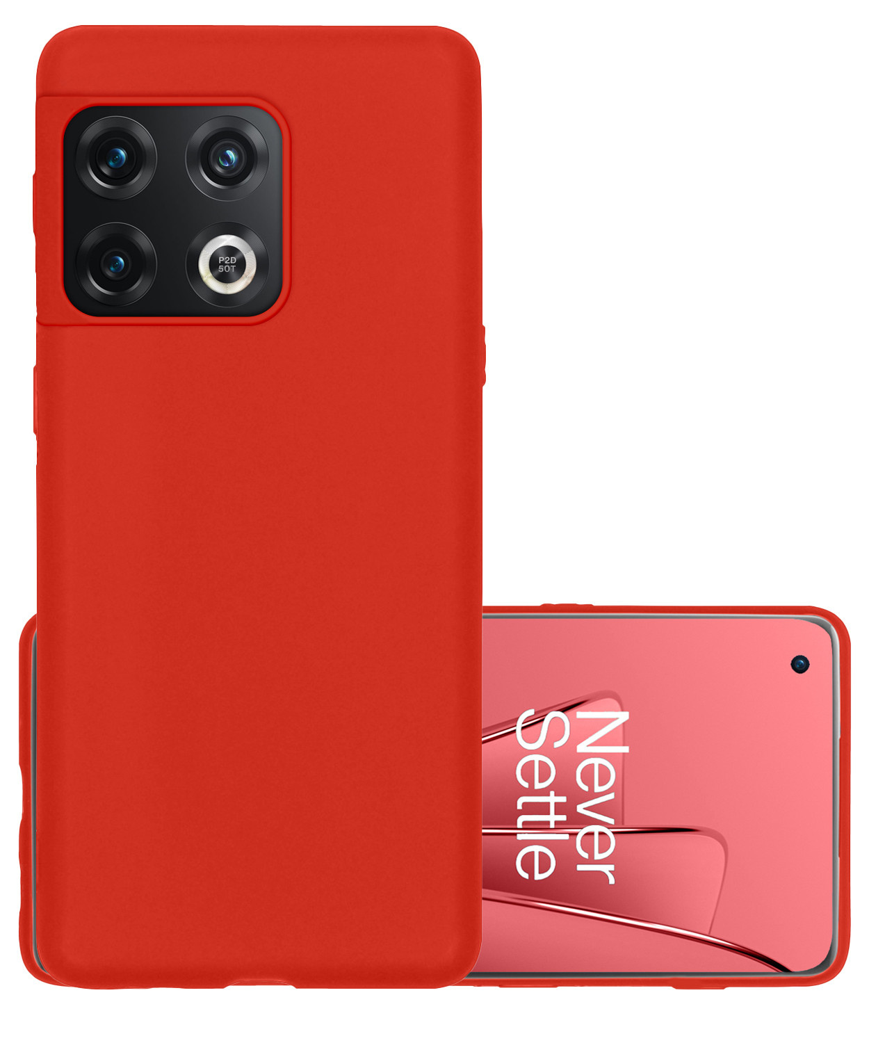 NoXx Hoes Geschikt voor OnePlus 10 Pro Hoesje Cover Siliconen Back Case Hoes - Rood