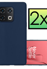 NoXx Hoes Geschikt voor OnePlus 10 Pro Hoesje Cover Siliconen Back Case Hoes - Donkerblauw - 2x