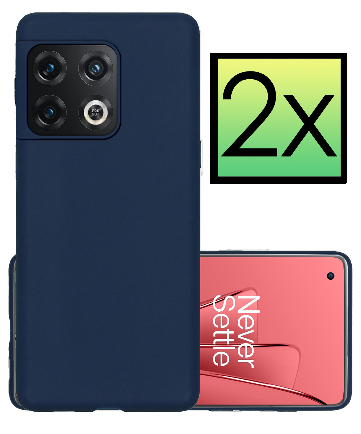 NoXx Hoes Geschikt voor OnePlus 10 Pro Hoesje Cover Siliconen Back Case Hoes - Donkerblauw - 2x