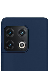 NoXx Hoes Geschikt voor OnePlus 10 Pro Hoesje Cover Siliconen Back Case Hoes - Donkerblauw - 2x