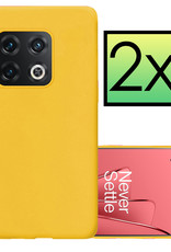 NoXx Hoes Geschikt voor OnePlus 10 Pro Hoesje Cover Siliconen Back Case Hoes - Geel - 2x