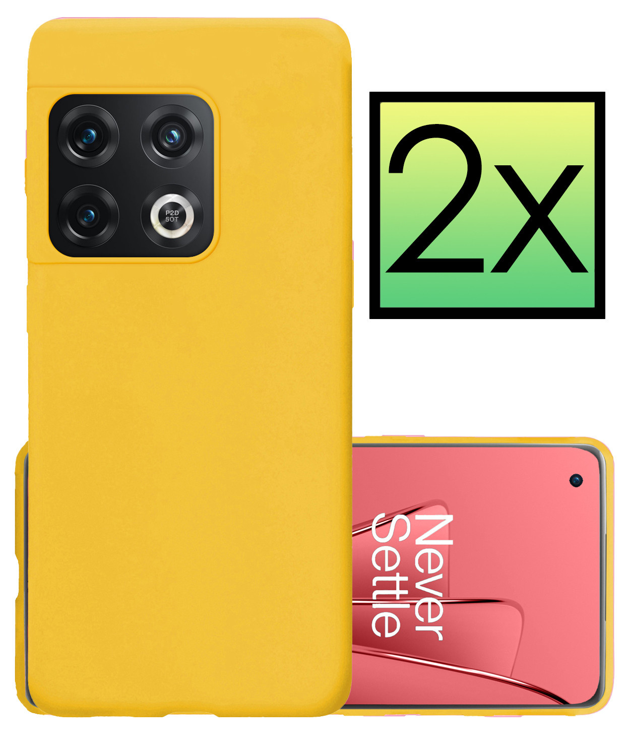 NoXx Hoes Geschikt voor OnePlus 10 Pro Hoesje Cover Siliconen Back Case Hoes - Geel - 2x
