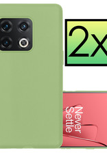 NoXx Hoes Geschikt voor OnePlus 10 Pro Hoesje Cover Siliconen Back Case Hoes - Groen - 2x