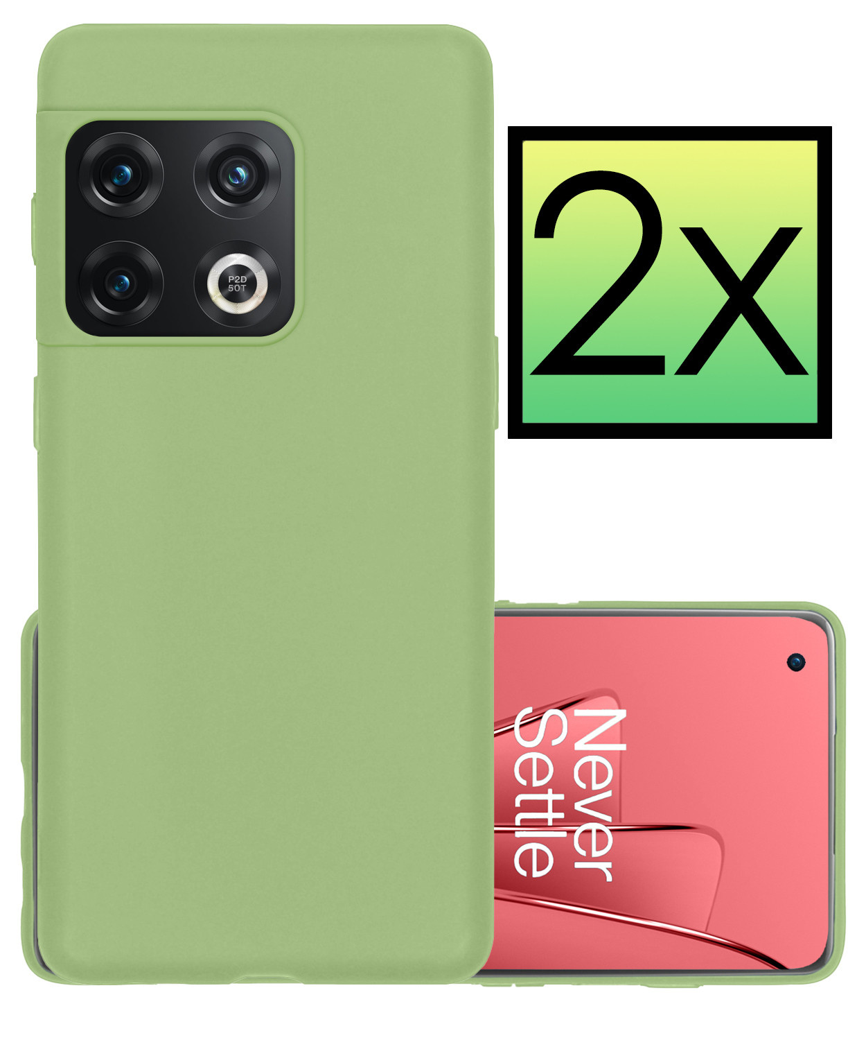 NoXx Hoes Geschikt voor OnePlus 10 Pro Hoesje Cover Siliconen Back Case Hoes - Groen - 2x