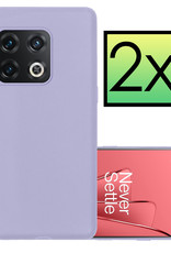 NoXx Hoes Geschikt voor OnePlus 10 Pro Hoesje Cover Siliconen Back Case Hoes - Lila - 2x