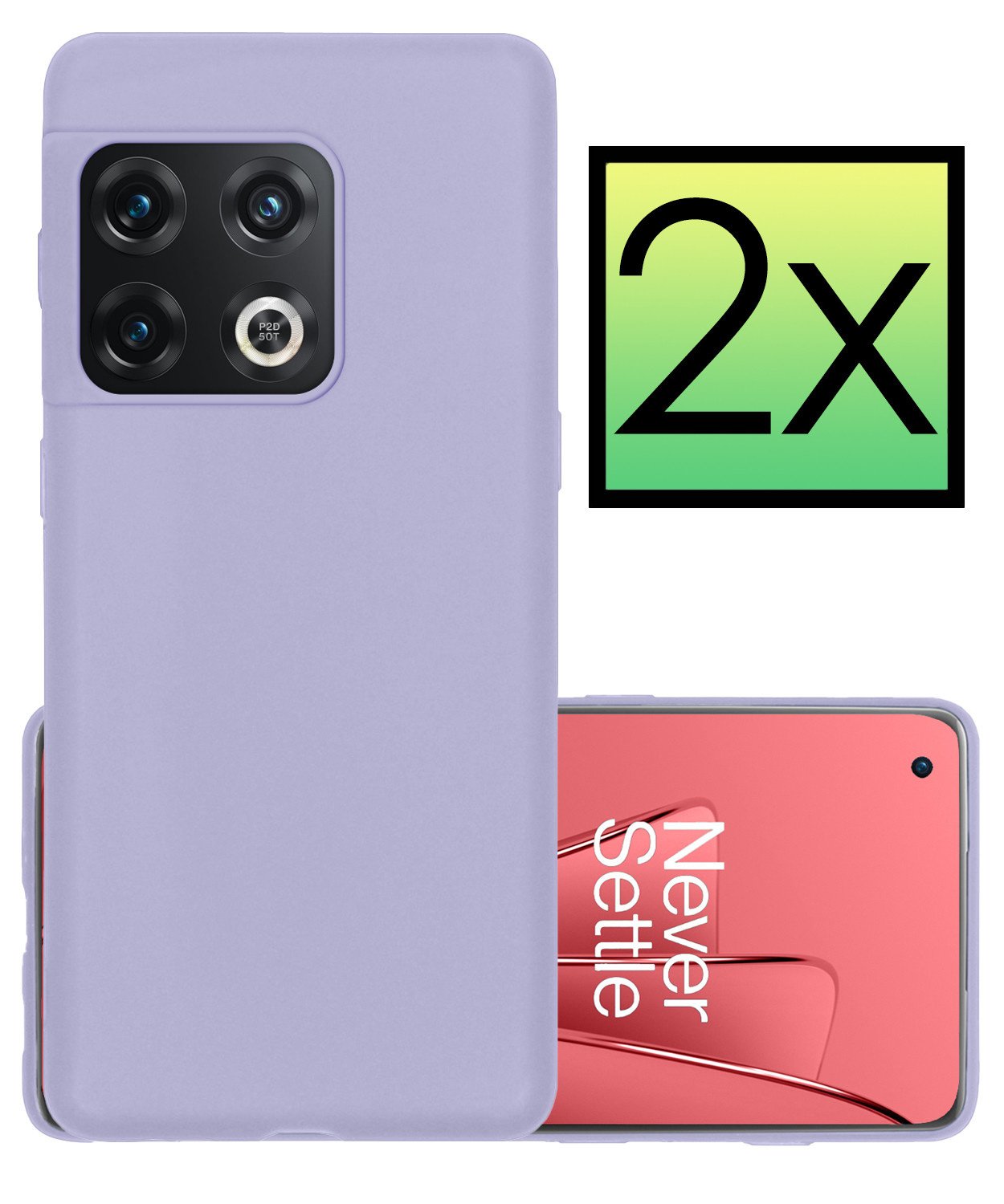 NoXx Hoes Geschikt voor OnePlus 10 Pro Hoesje Cover Siliconen Back Case Hoes - Lila - 2x