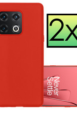 NoXx Hoes Geschikt voor OnePlus 10 Pro Hoesje Cover Siliconen Back Case Hoes - Rood - 2x