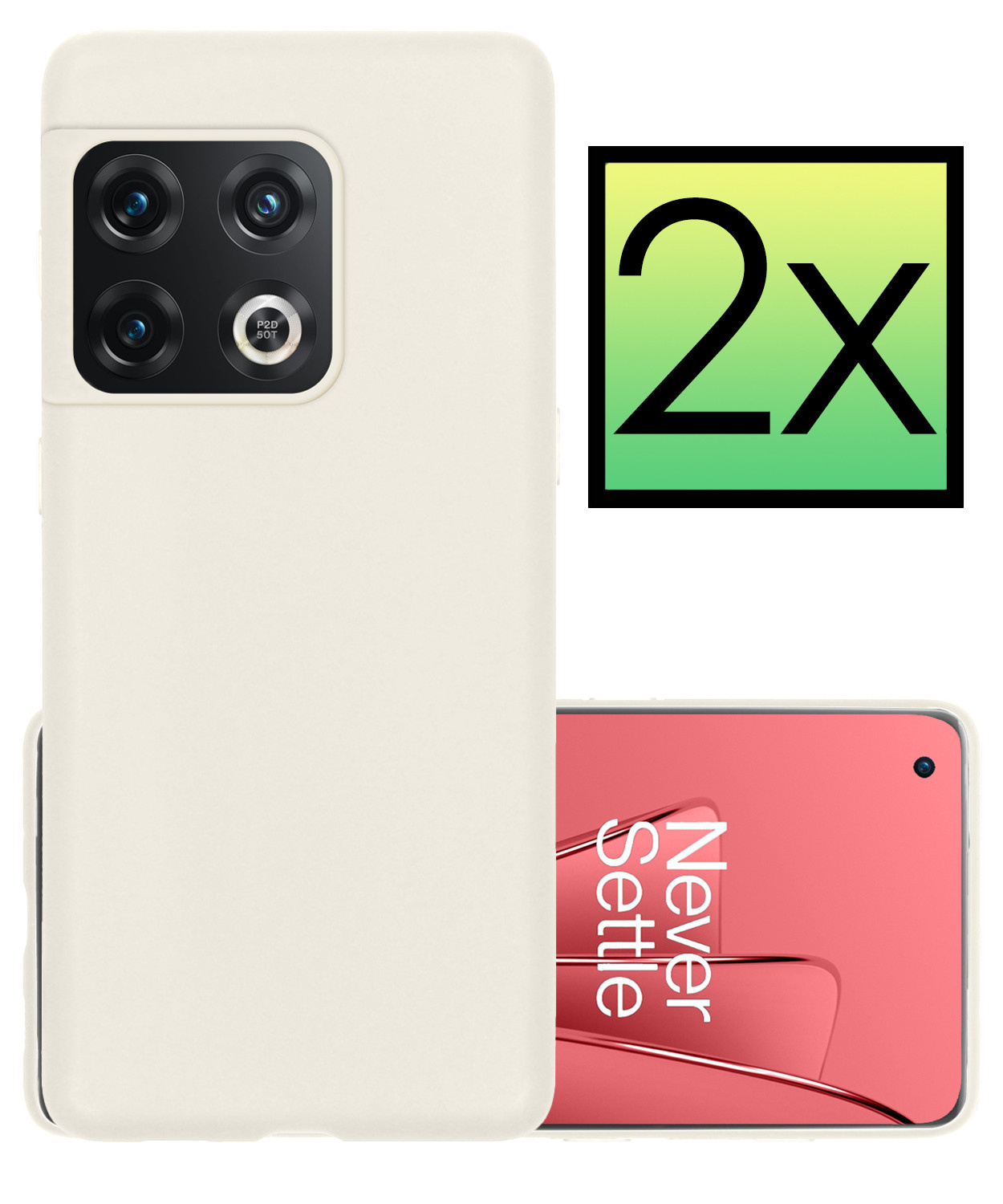 NoXx Hoes Geschikt voor OnePlus 10 Pro Hoesje Cover Siliconen Back Case Hoes - Wit - 2x