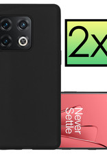 NoXx Hoes Geschikt voor OnePlus 10 Pro Hoesje Cover Siliconen Back Case Hoes - Zwart - 2x