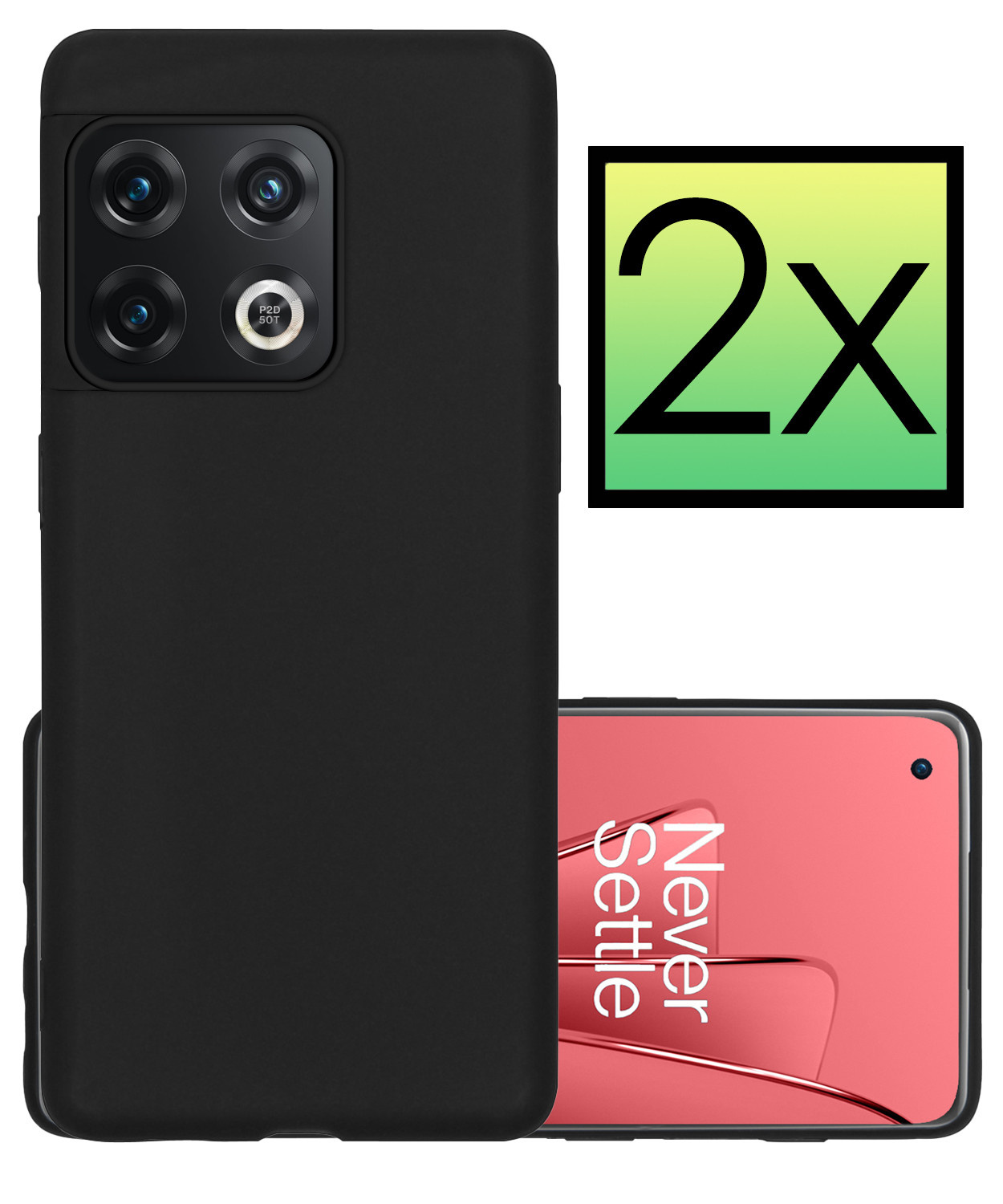 NoXx OnePlus 10 Pro Hoesje Back Cover Siliconen Case Hoes - Zwart - 2x