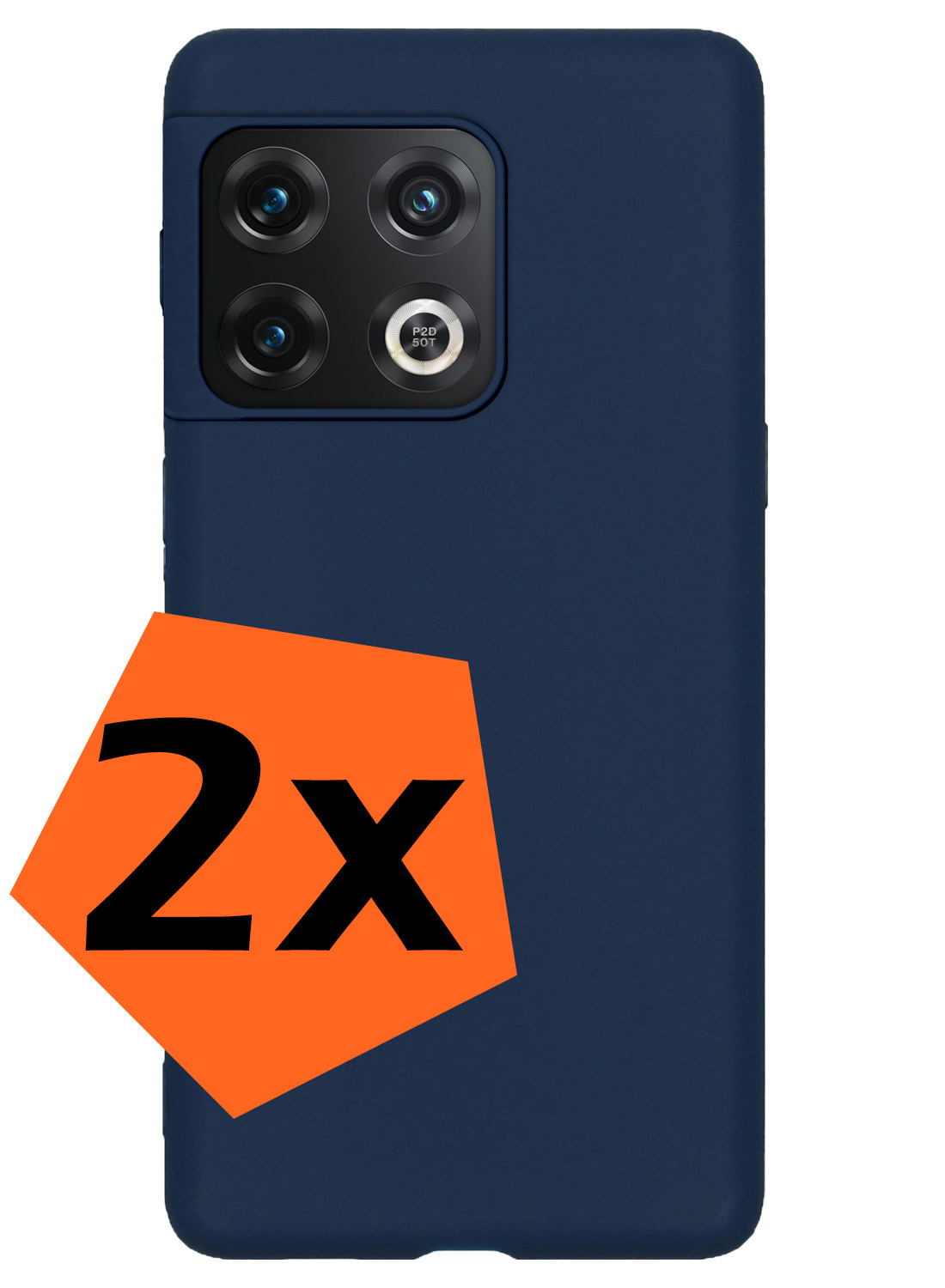 Nomfy Hoesje Geschikt voor OnePlus 10 Pro Hoesje Siliconen Cover Case - Hoes Geschikt voor OnePlus 10 Pro Hoes Back Case - 2-PACK - Donkerblauw