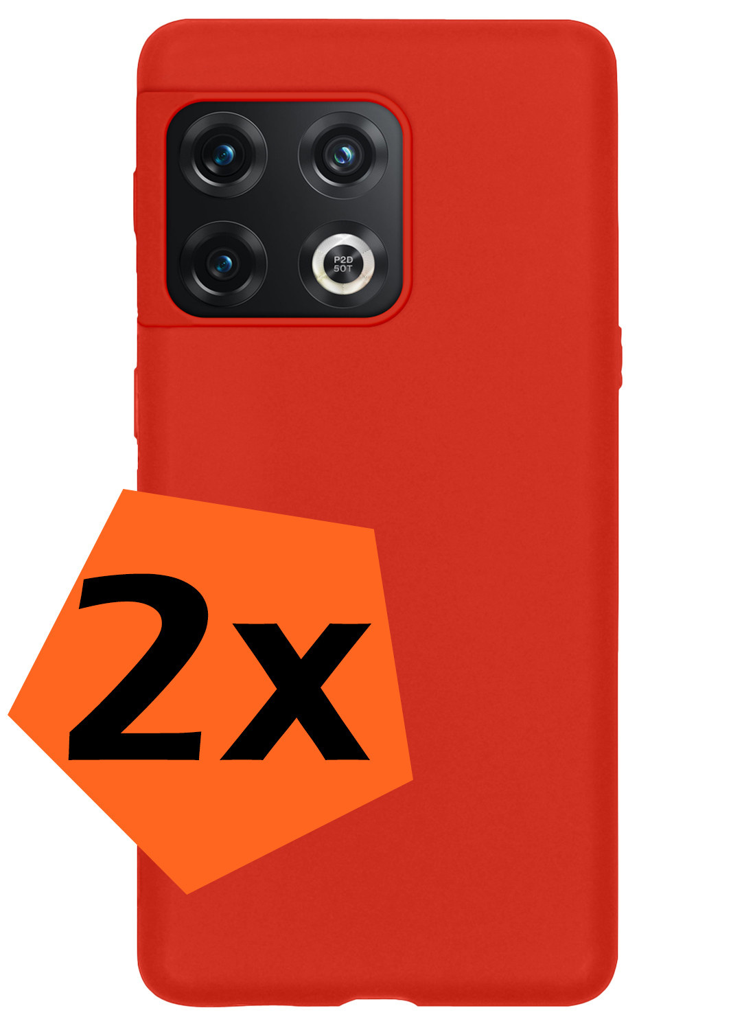 Nomfy Hoesje Geschikt voor OnePlus 10 Pro Hoesje Siliconen Cover Case - Hoes Geschikt voor OnePlus 10 Pro Hoes Back Case - 2-PACK - Rood