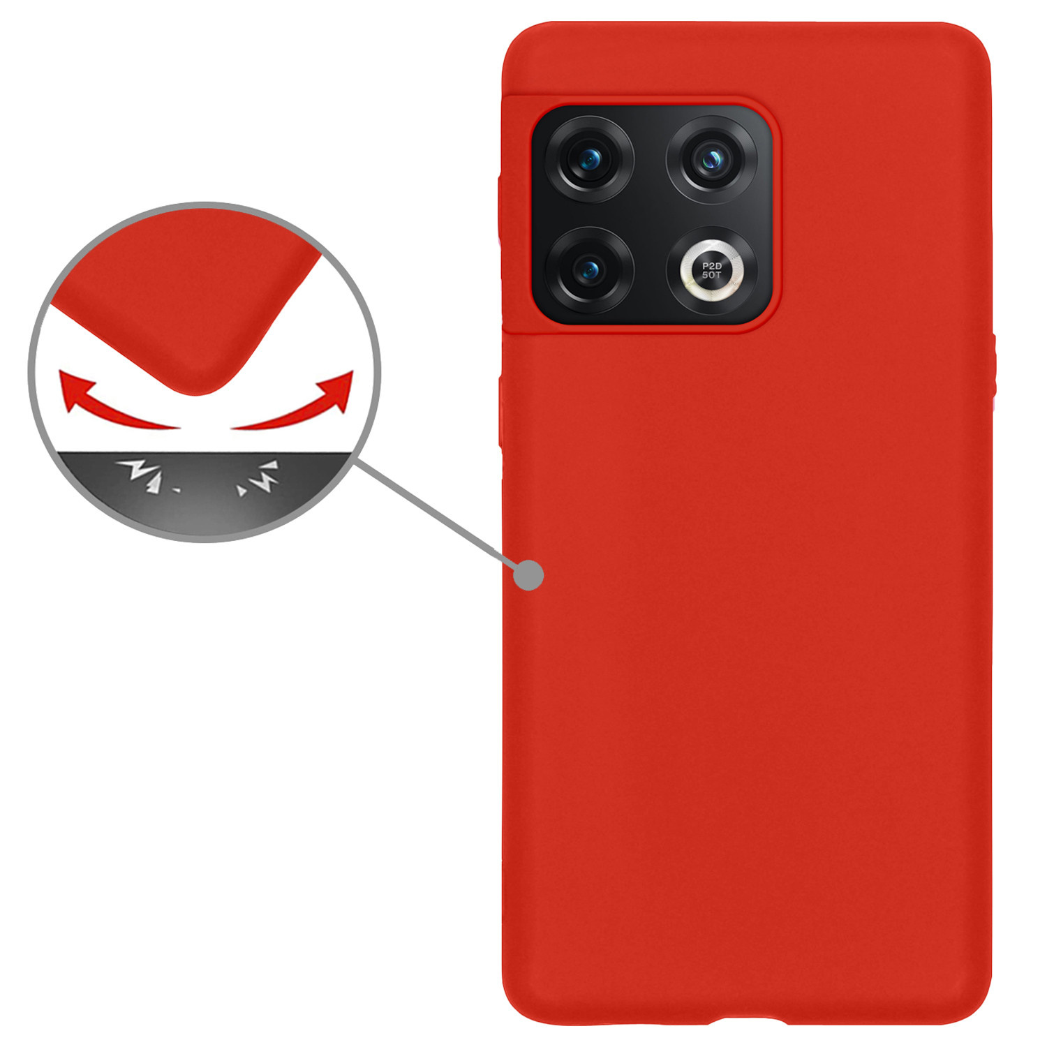 Nomfy Hoesje Geschikt voor OnePlus 10 Pro Hoesje Siliconen Cover Case - Hoes Geschikt voor OnePlus 10 Pro Hoes Back Case - 2-PACK - Rood