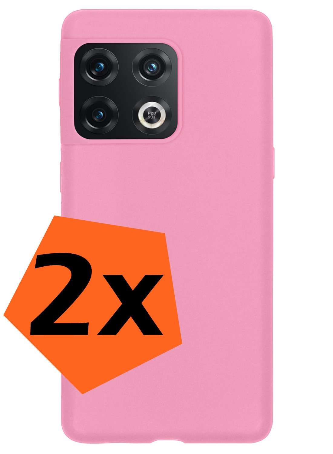 Nomfy Hoesje Geschikt voor OnePlus 10 Pro Hoesje Siliconen Cover Case - Hoes Geschikt voor OnePlus 10 Pro Hoes Back Case - 2-PACK - Lichtroze