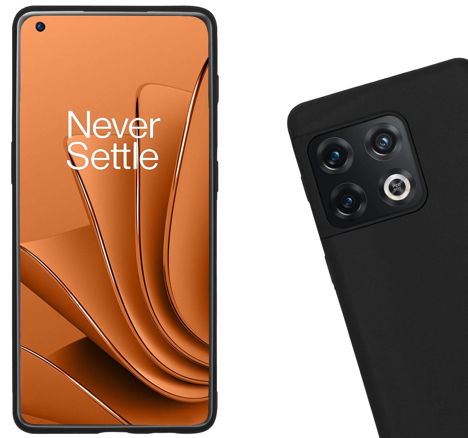 Nomfy Hoesje Geschikt voor OnePlus 10 Pro Hoesje Siliconen Cover Case - Hoes Geschikt voor OnePlus 10 Pro Hoes Back Case - 2-PACK - Zwart