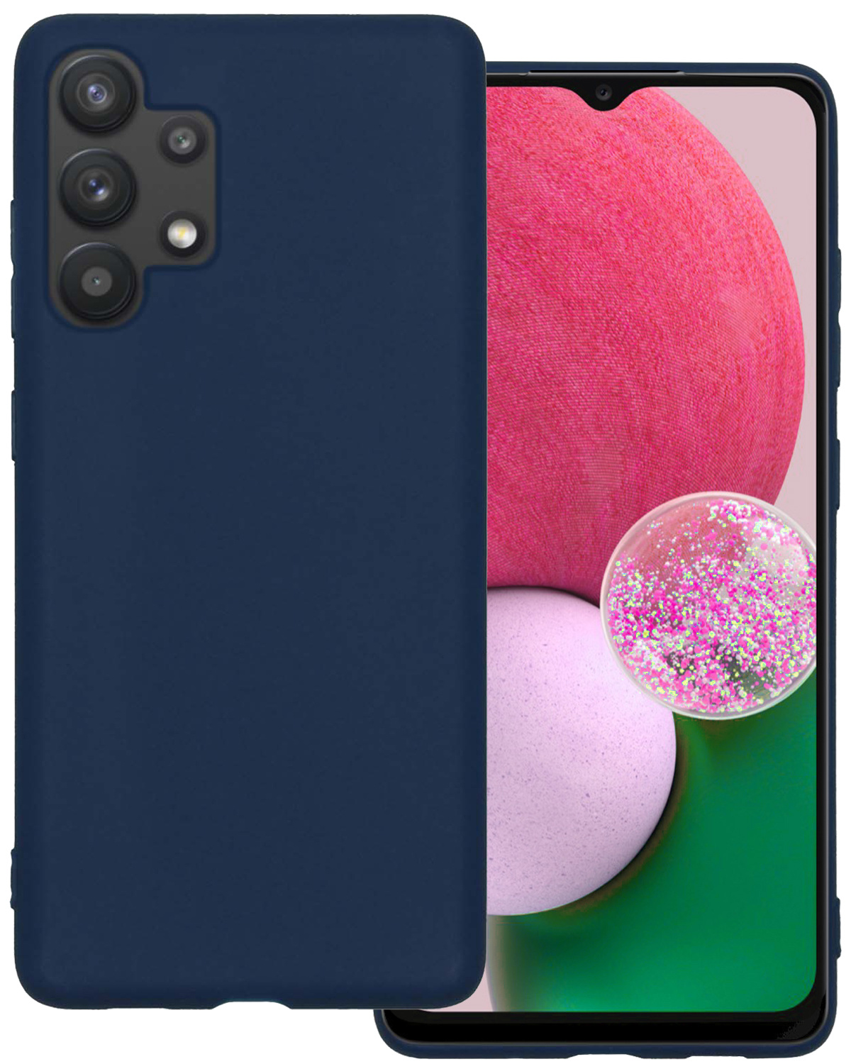 BASEY. Hoes Geschikt voor Samsung A13 4G Hoesje Siliconen Back Cover Case - Hoesje Geschikt voor Samsung Galaxy A13 4G Hoes Cover Hoesje - Donkerblauw