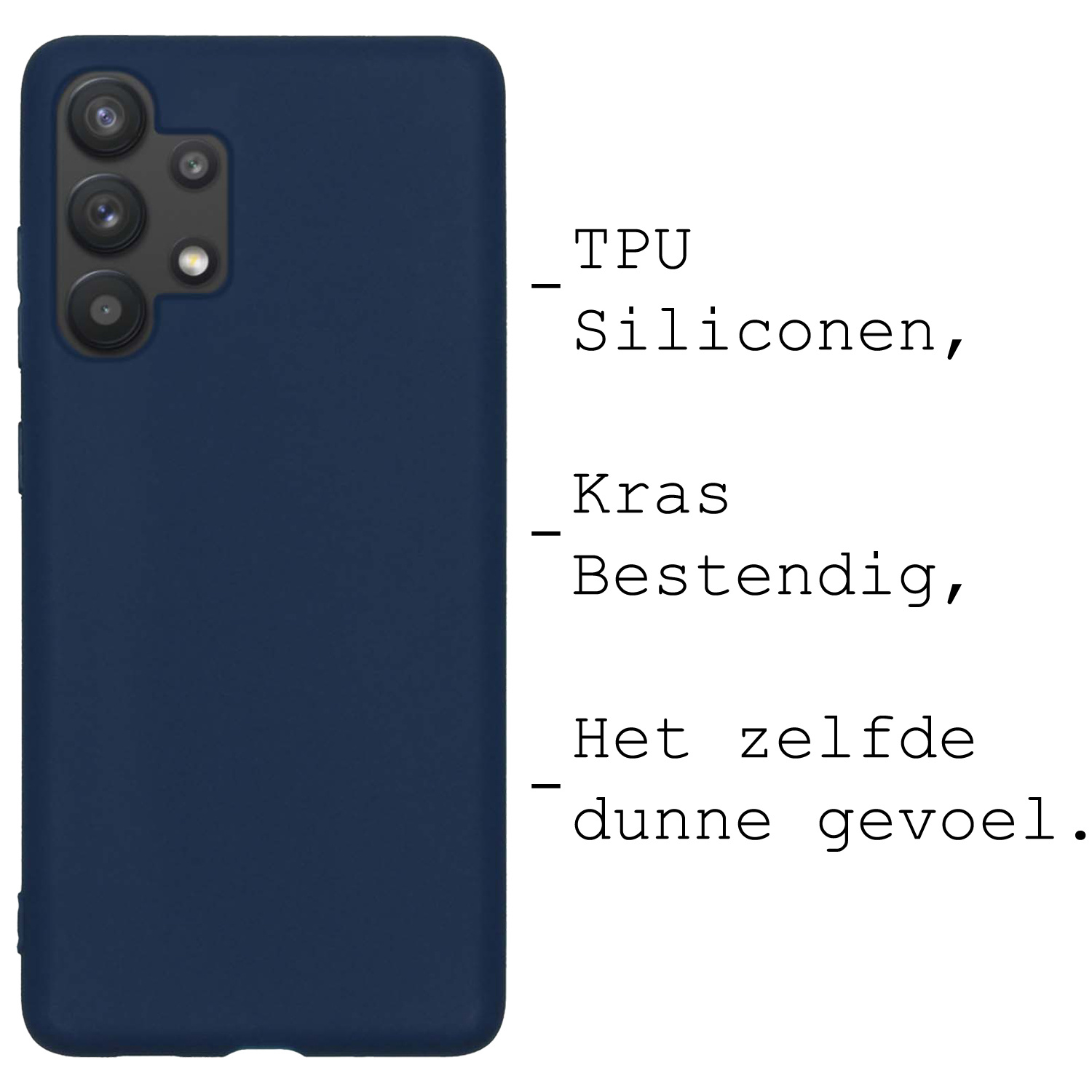BASEY. Hoes Geschikt voor Samsung A13 4G Hoesje Siliconen Back Cover Case - Hoesje Geschikt voor Samsung Galaxy A13 4G Hoes Cover Hoesje - Donkerblauw