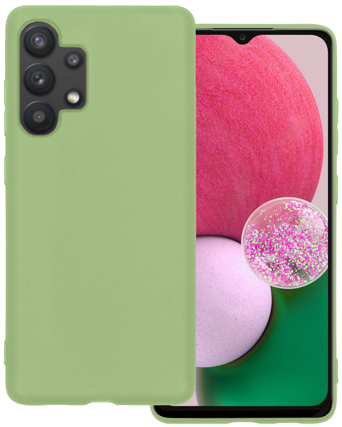 BASEY. Hoes Geschikt voor Samsung A13 4G Hoesje Siliconen Back Cover Case - Hoesje Geschikt voor Samsung Galaxy A13 4G Hoes Cover Hoesje - Groen