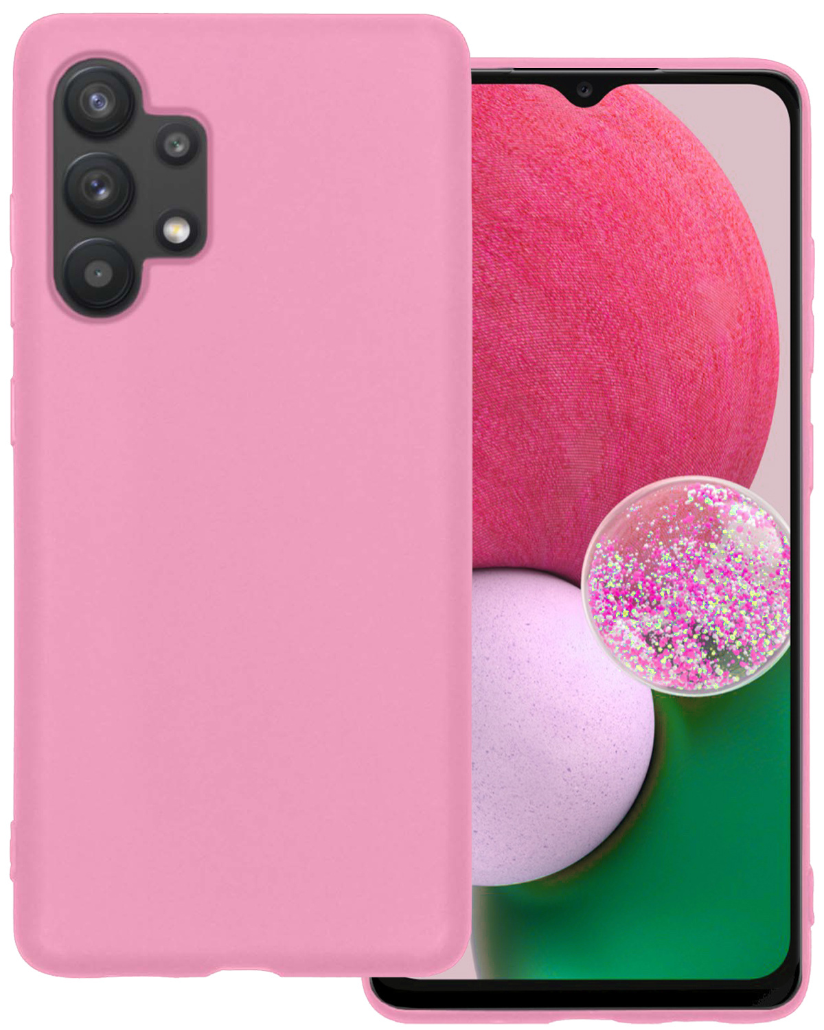 BASEY. Hoes Geschikt voor Samsung A13 4G Hoesje Siliconen Back Cover Case - Hoesje Geschikt voor Samsung Galaxy A13 4G Hoes Cover Hoesje - Lichtroze