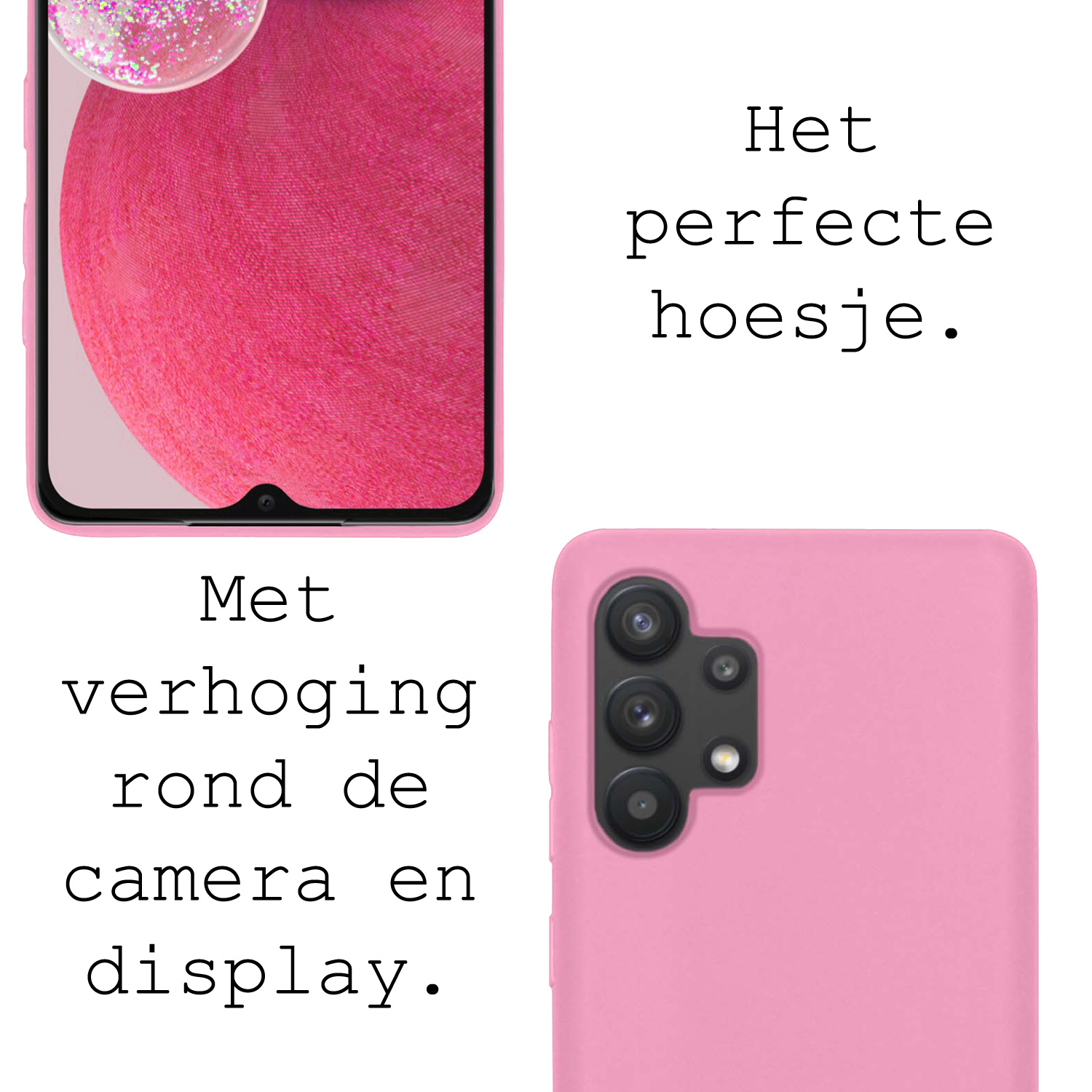 BASEY. Hoes Geschikt voor Samsung A13 4G Hoesje Siliconen Back Cover Case - Hoesje Geschikt voor Samsung Galaxy A13 4G Hoes Cover Hoesje - Lichtroze