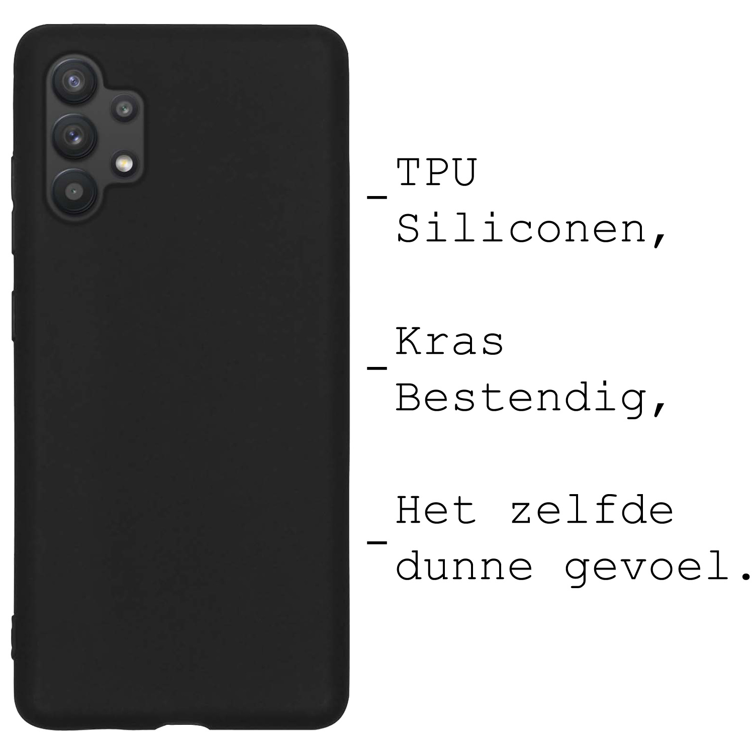 BASEY. Hoes Geschikt voor Samsung A13 4G Hoesje Siliconen Back Cover Case - Hoesje Geschikt voor Samsung Galaxy A13 4G Hoes Cover Hoesje - Zwart